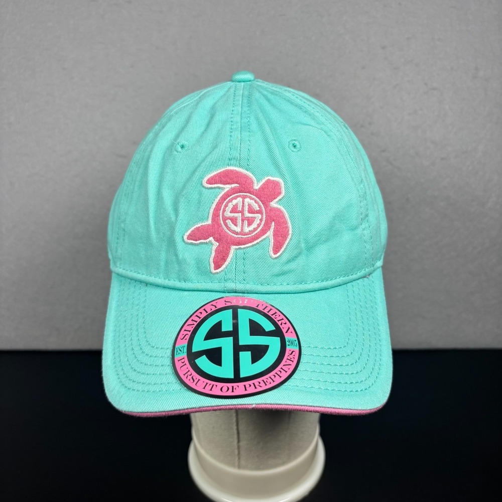 Simply Southern Sea Turtle Hat Baseball Cap Teal Blue Pink Embroidered OSFM
